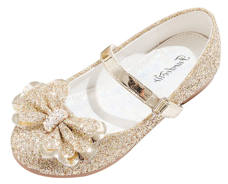 Furdeour Girls Flats Shoes Toddler Flower Girl Size 9 Party Princess Wedding Formal(2501Gold 9) - Image 1